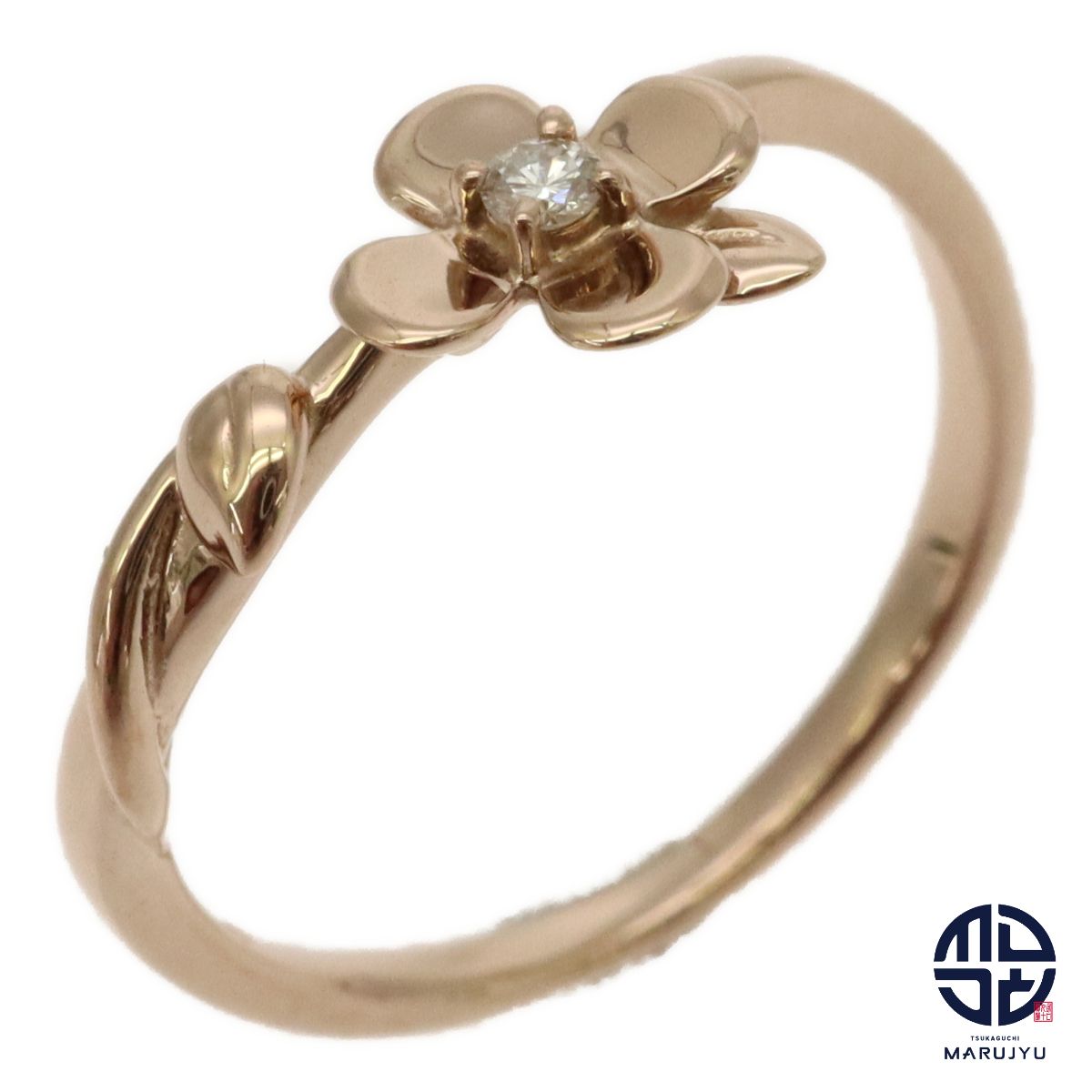 STAR JEWELRY スタージュエリー K18PG 18金ピンクゴールド ダイヤ0.02ct フラワーモチーフ 花 リング 指輪 ジュエリー アクセサリー 約9号