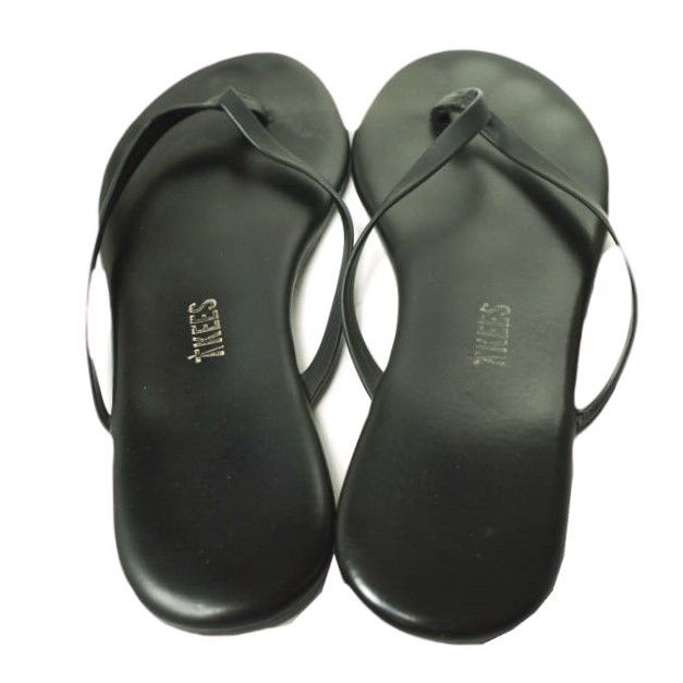 TKEES ティキーズ レザートングサンダル US6(23cm) BLACK ビーチ