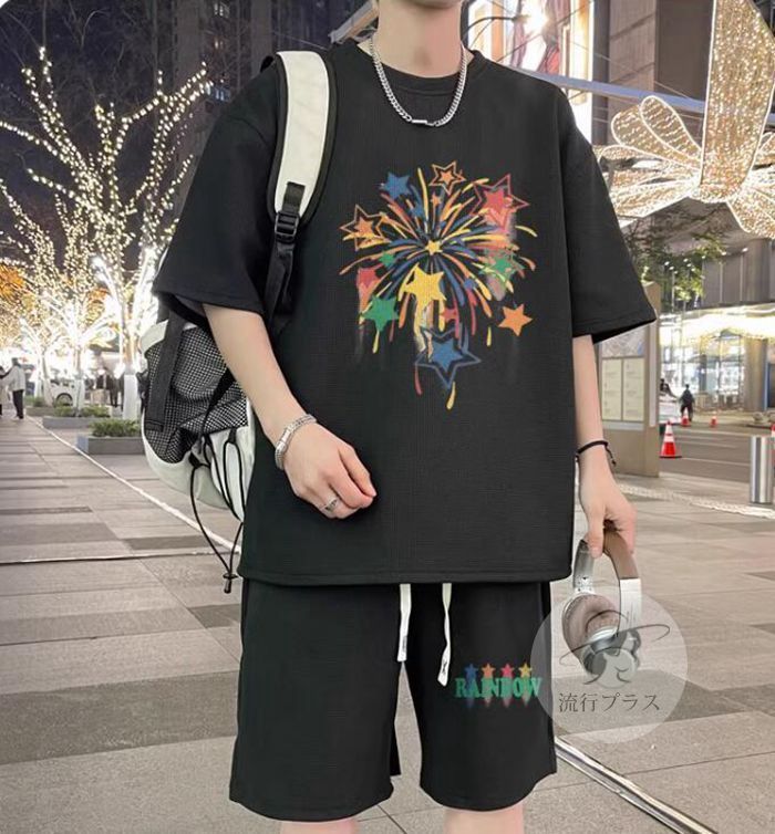 セットアップ メンズ 上下セット 夏 ゆったり tシャツ ハーフパンツ カジュアル 涼しい 涼しい カジュアル ルームウェア 部屋着 Wuhm865