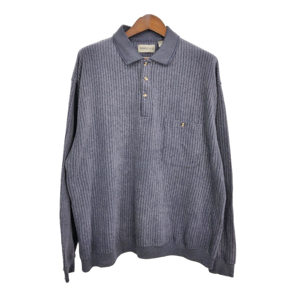 Fear of God ESSENTIALS ニットポロシャツ ストライプ グレー (メンズ XL) 中古 古着 S1412