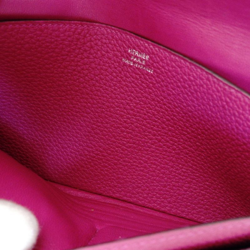 エルメス HERMES ドゴンロング パープル 長財布 レザー シルバー