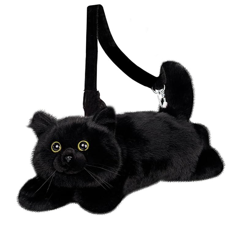 【新品】 Chongker 猫ぬいぐるみ 本物そっくり - リアルな猫型リュック、手作り、猫のぬいぐるみペット、可愛らしい外観、適切な容量、素敵なアクセサリー、煤球猫 1