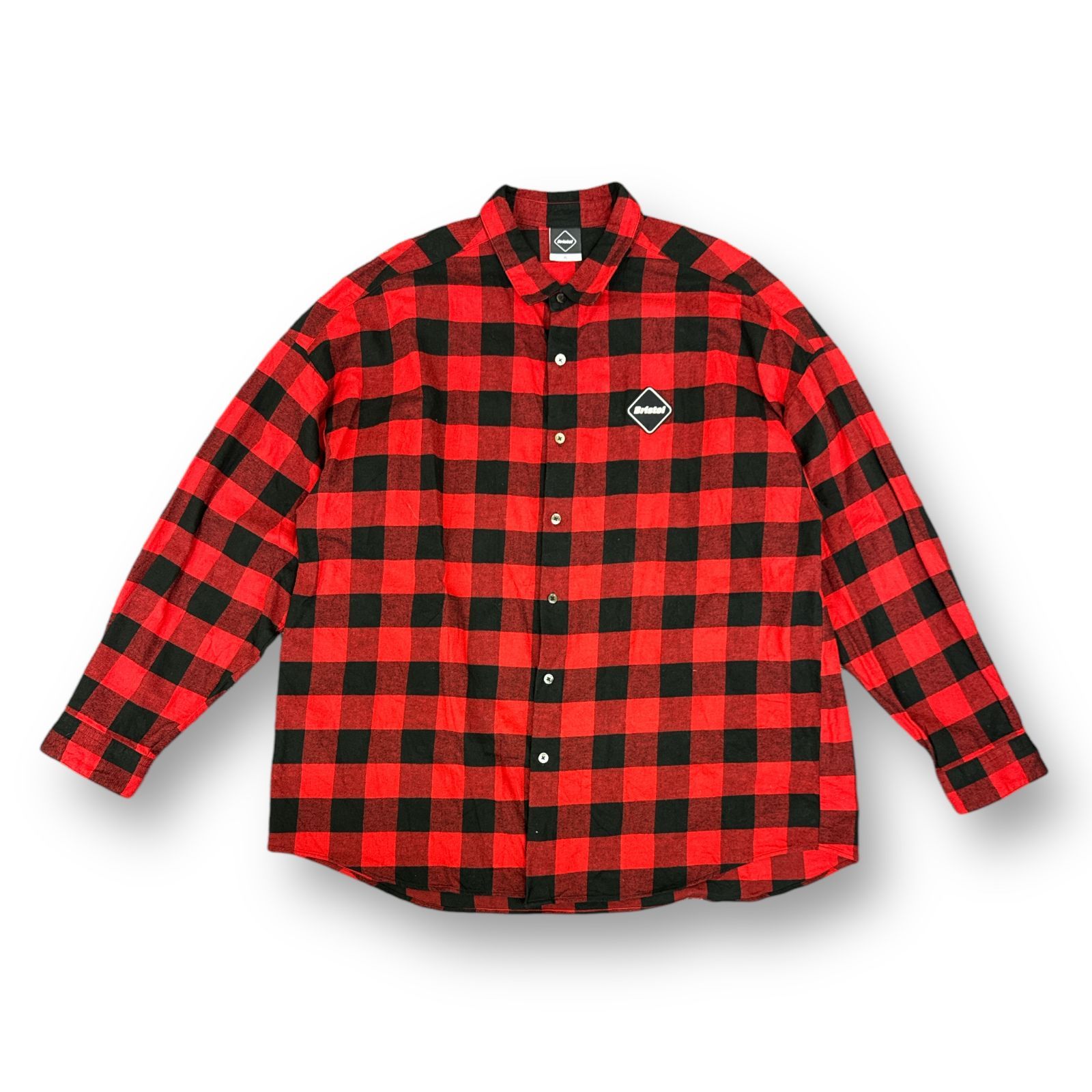 F.C.Real Bristol 21AW BIG LOGO FLANNEL BAGGY SHIRT ビッグロゴ フランネル バギー シャツ  エフシーレアルブリストル FCRB-212078 レッド XL 67852A3