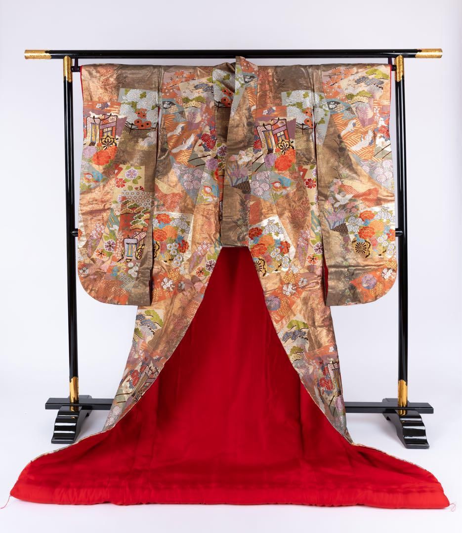 506w11☆色打掛 金糸 鶴 七宝 吉兆 結婚式 ブライダル ショップ お