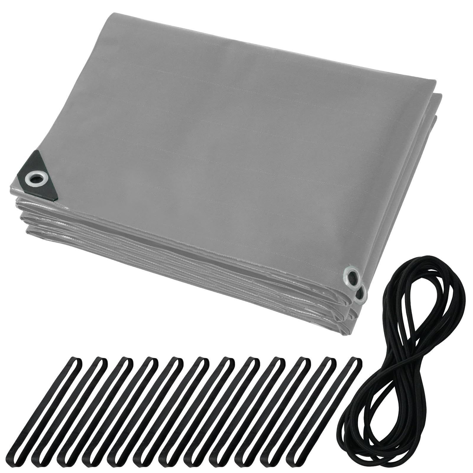 Webirth 荷台シート 輪っかタイプのゴムバンドと荷物固定用ロープつき 軽トラック 2tトラック 軽トラ トラックシート グレー グリーン グレー3.6m×2.4m 2tトラック用