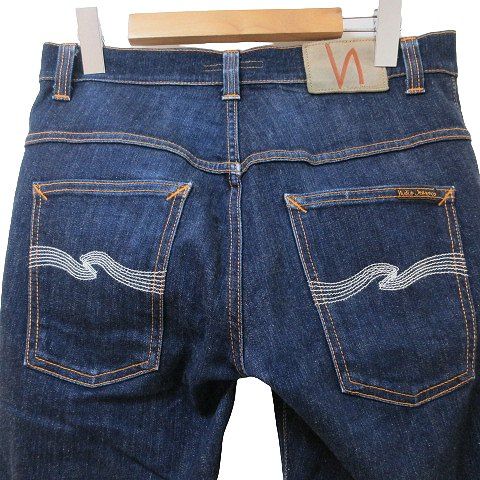 ヌーディージーンズ nudie jeans THIN FINN デニム パンツ スキニー ホワイトステッチ 1005654 ジーンズ  オーガニックコットン W31 L32 M相当 インディゴ ネイビー □SM3 X - メルカリ