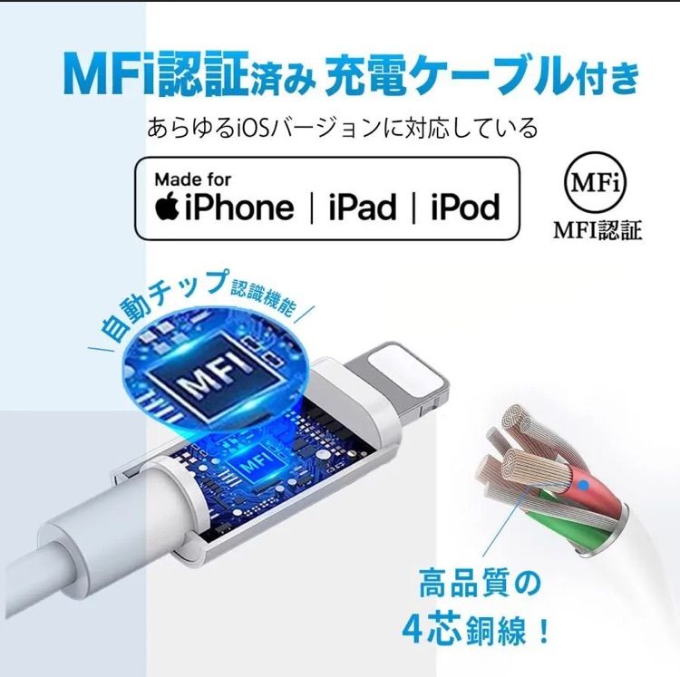 週末限定で値下げ1セット820！【正規認証品】 温度管理機能付き iPhone 充電器 ACアダプター Type-C 充電器 純正 タイプc コンセント pd 充電器 20w  急速充電 usb-c 電源アダプタ