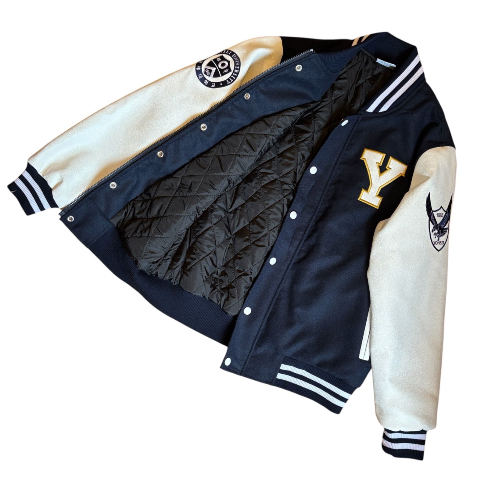 美品 ☆延世大学☆ ジャケット スタジャン 韓国古着 ネイビー