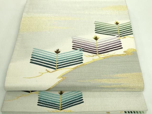 平和屋着物 上 中国工藝美術大師 中国人間国宝 王金山 王金山綴 太鼓柄袋帯 松葉 金銀糸 DZAA8805kh5