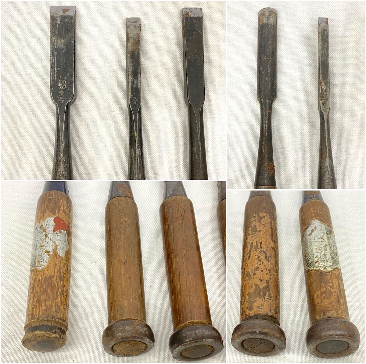 ZK069】大工道具 年代物の ノミ (のみ 鑿) 9本セット 長さ約19～22cm