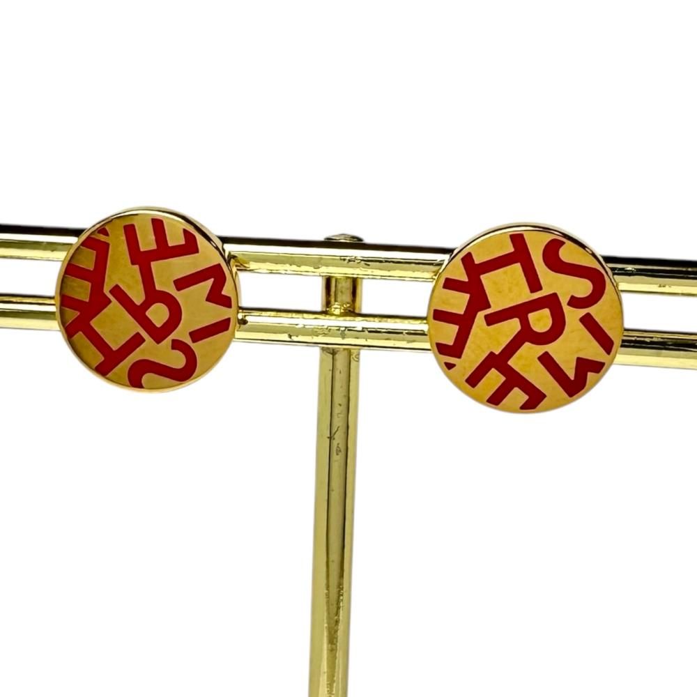 HERMES/エルメス】ラウンド ロゴ ピアス GP 4.7g ゴールド