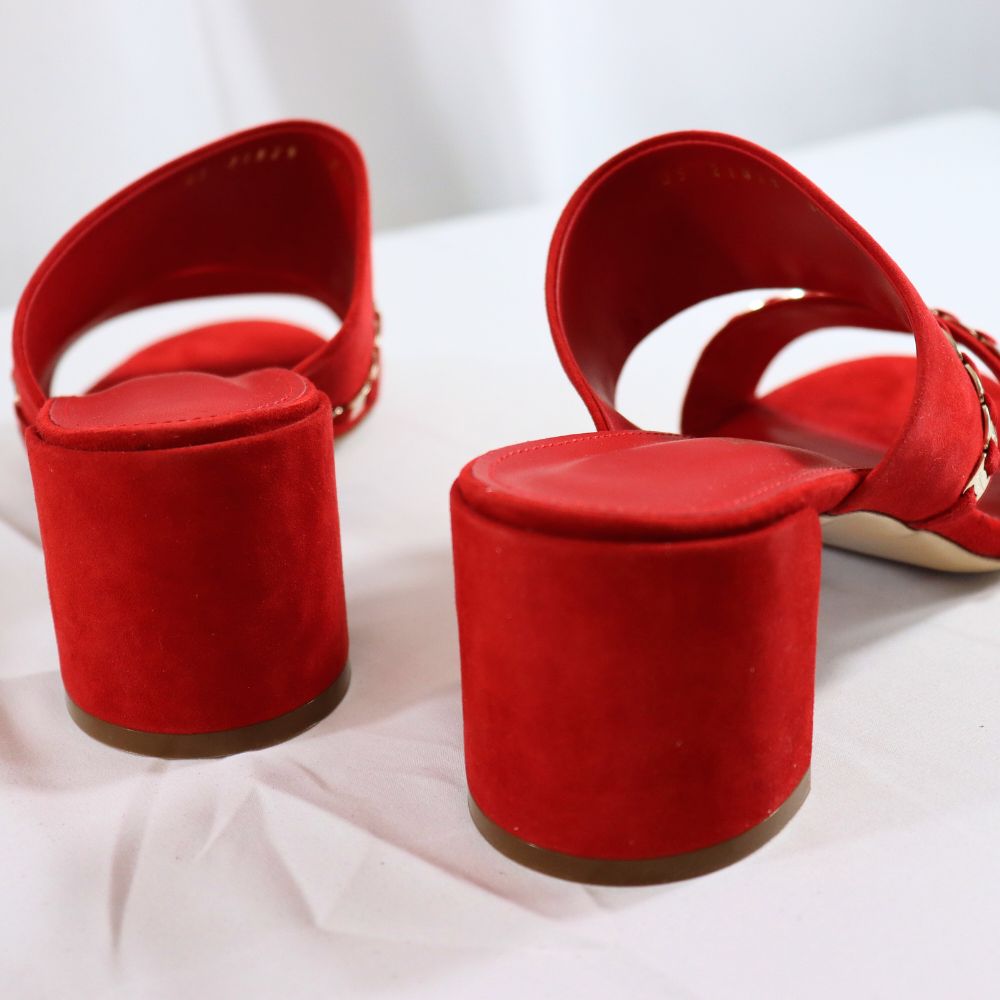 FERRAGAMO フェラガモ ミュールサンダル レッド 7 レディース 