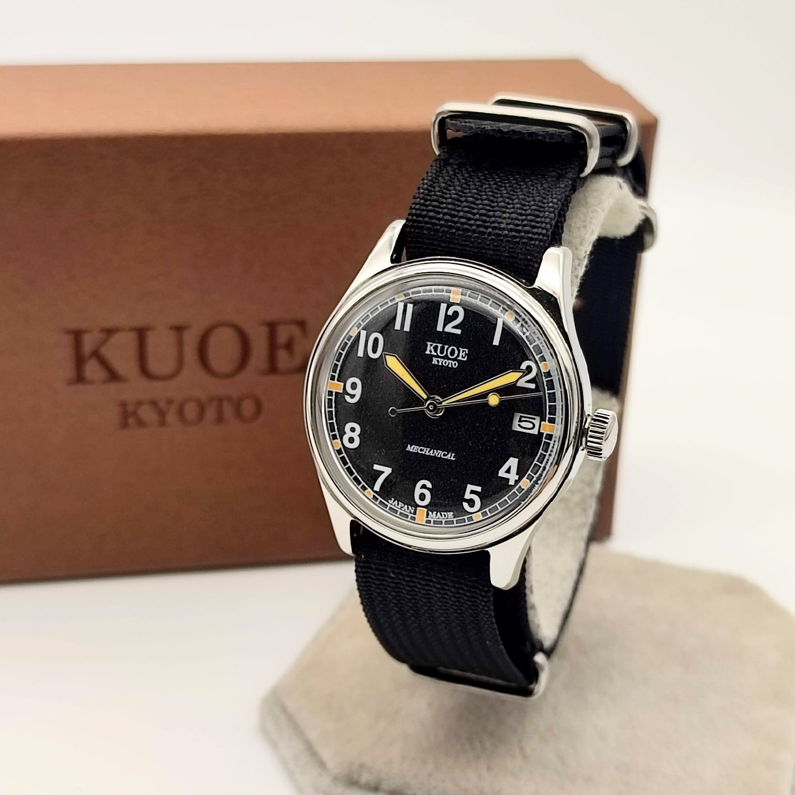 超美品】KUOE KYOTO クオ OLD SMITH 90-002 自動巻き ブラック文字盤 