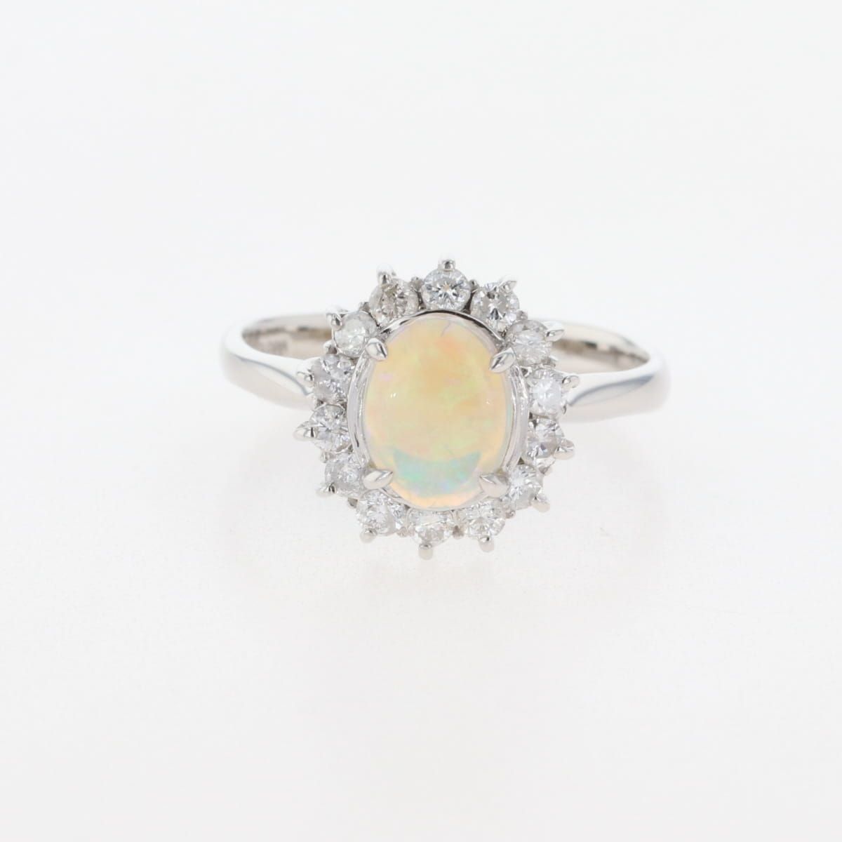 オパール デザインリング プラチナ 指輪 メレダイヤ リング 12.5号 Pt900 オパール ダイヤモンド レディース
