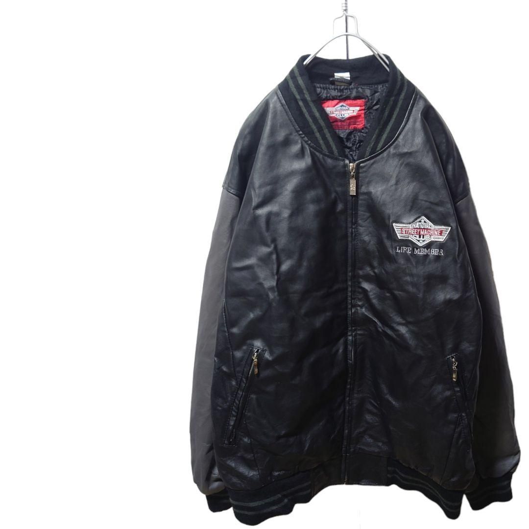 NSMC】希少 本革 ロゴ刺繍 中綿入り オールレザースタジャン S-189