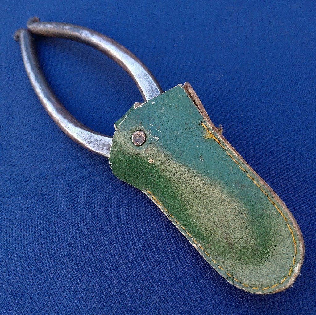 剪定鋏 華道鋏 ？重 全長約185㎜ 花切鋏 植木鋏 盆栽鋏 革鞘付 造園用