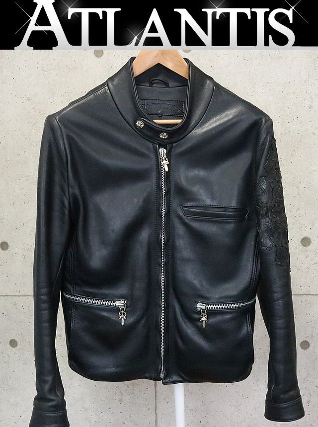 シングルライダースジャケット 黒 銀座店 クロムハーツ レーシング シングル ライダース レザー