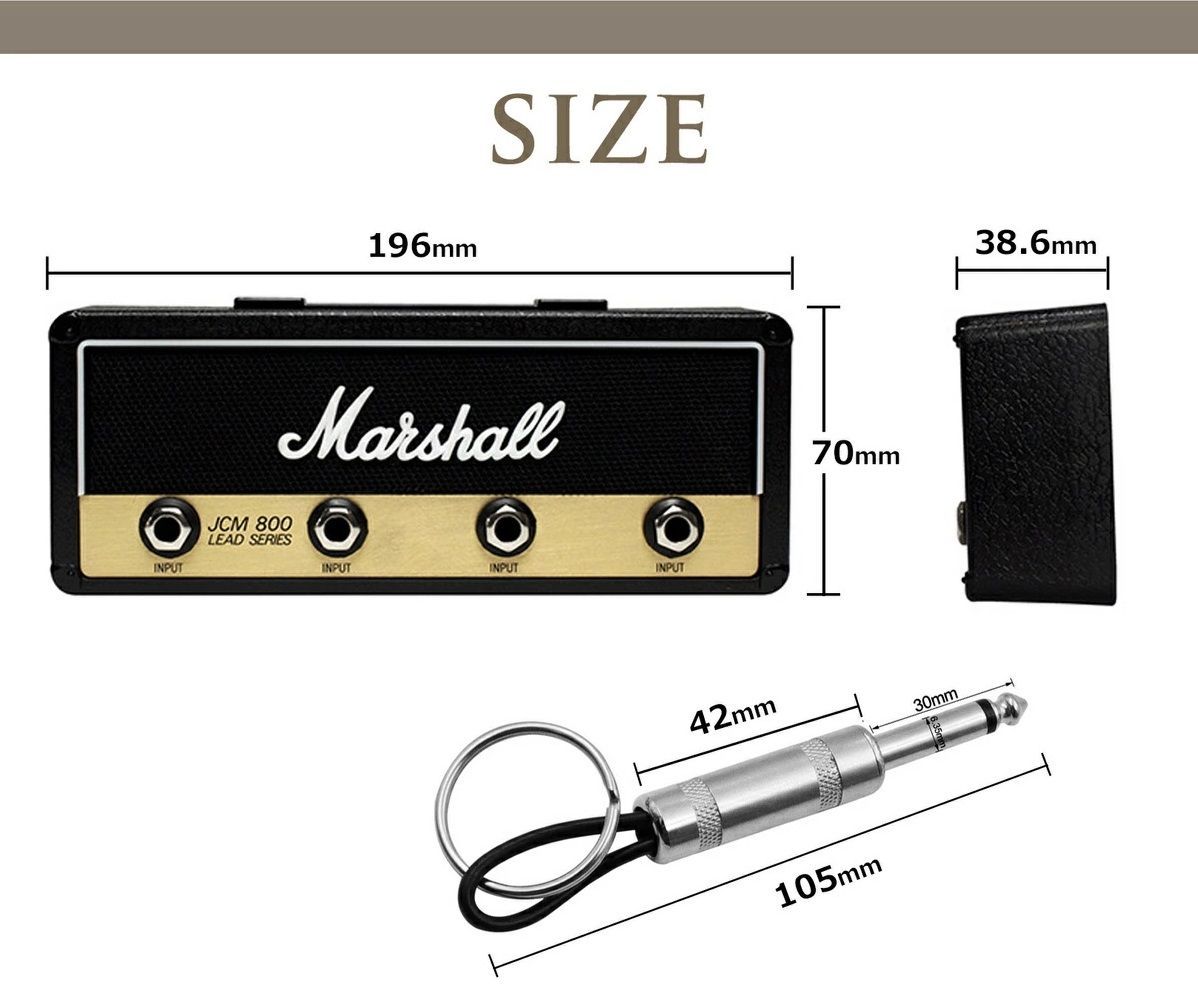 マーシャル アンプ型キーハンガー JCM800 プラグ型キーチェーン4本付 収納 キーフック キースタンド  アンプ キーハンガー 差し込み ジャック プラグ プレゼント ギフト ノベリティ インテリア 音楽 ギター 壁かけ 鍵キースタンド玄関 オフィス ショップでの鍵 などの収納に