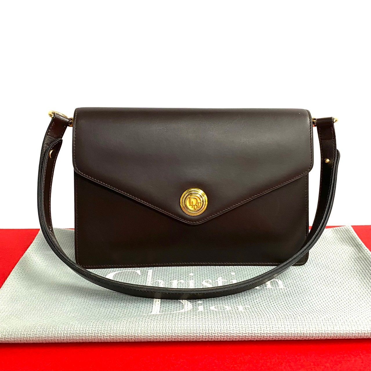 極 美品 希少品 Christian Dior ディオール ロゴ 金具 カーフ レザー