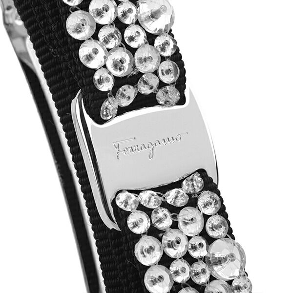 Salvatore Ferragamo フェラガモ　バレッタ　ブラック×シルバー 新品 フェラガモ FERRAGAMO バレッタ バレッタ ブラック 黒