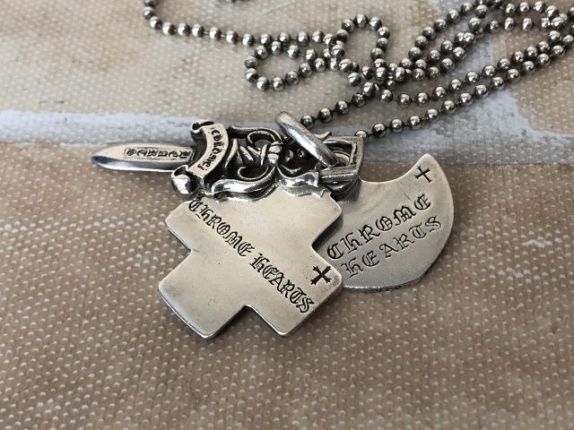 大人気 クロムハーツ 3トリンケッツ ペンダント ボールチェーン ネックレス クロムハーツ3トリンケッツペンダントwithペーパーチェーン20インチ