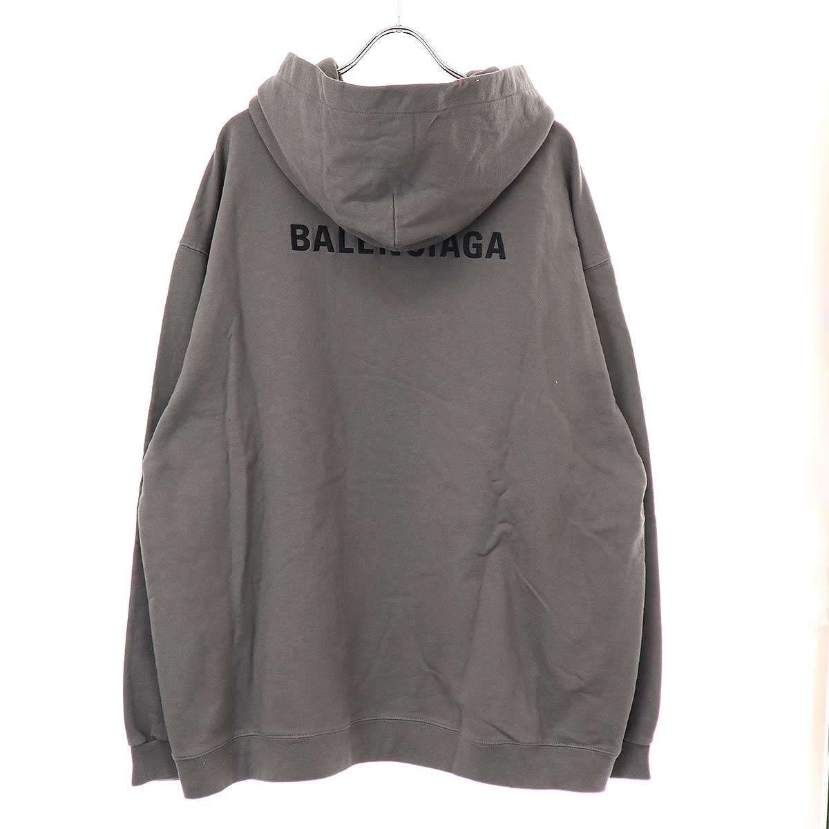 バレンシアガ 刺繍ロゴ プルオーバー パーカーミディアムフィット ダークグレー BALENCIAGA - BALENCIAGA バレンシアガ Medium Fit ロゴ刺繍プル