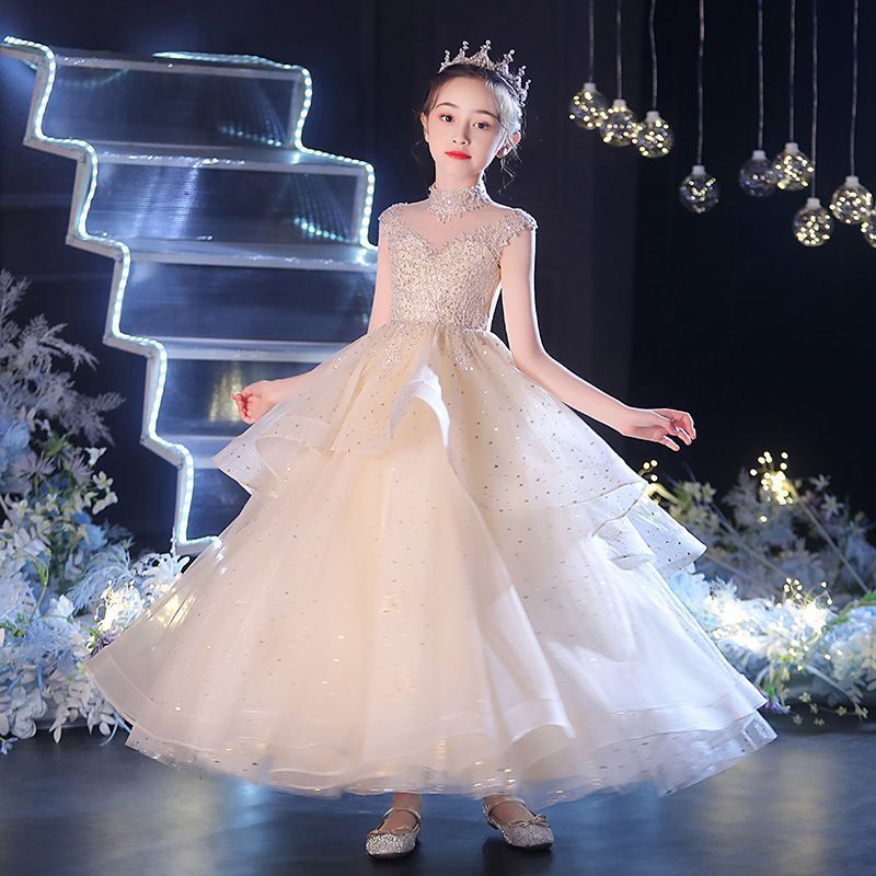 子供 ドレス こども 子供ドレス 発表会 ドレス 結婚式 フラワーガール シャンパン 輝き ロングドレス 豪華 上品 中学生 高校生 子ども キッズ ドレス 発表会 kkknnm