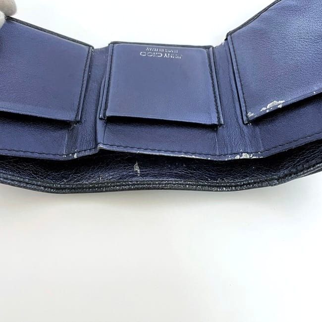 ジミーチュウ 三つ折り 財布 メタリック ブルー コンパクト