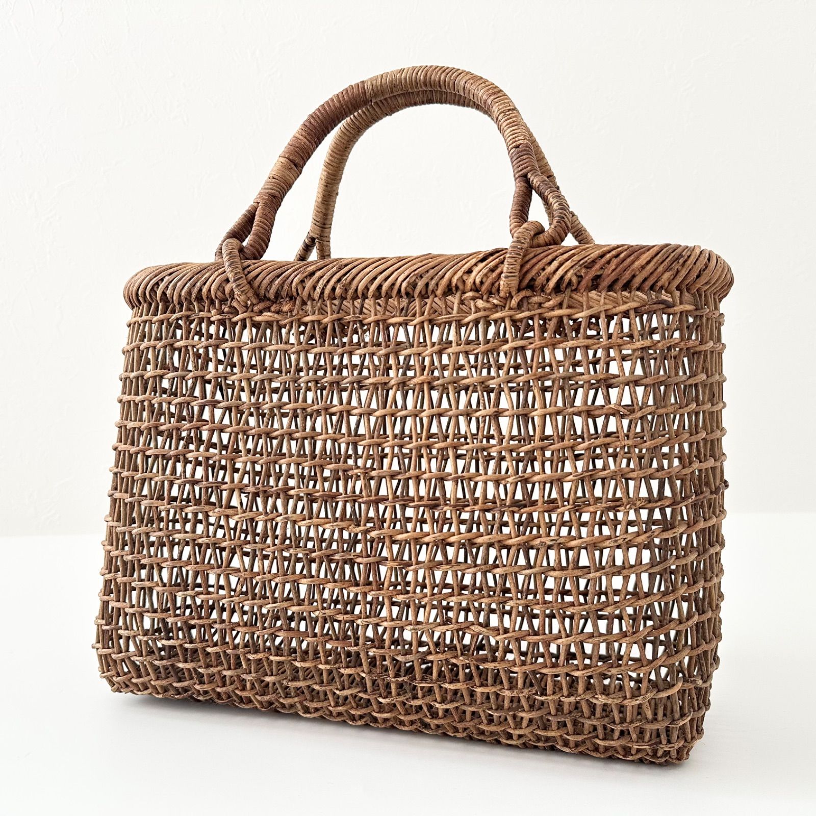 あけび かごバッグ こだし編み 透かし編み トートバッグ 手編み