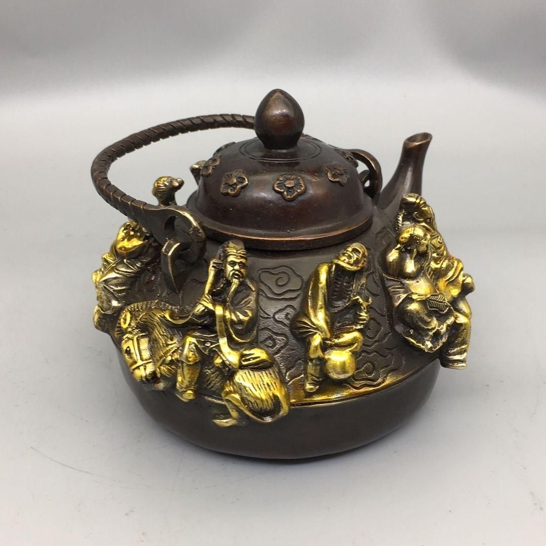 銅器 八仙過海提梁壺 茶壺 酒壺 煎茶器 茶道具 装飾品 工芸品