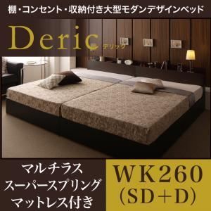 収納ベッド ワイドキング260(セミダブル+ダブル)【Deric】【スタンダードポケットコイルマットレス付き】フレームカラー:ブラック マットレスカラー:ブラック 棚・コンセント・収納付 収納ベッド ベッド ワイドキング260(セミダブル+ダブル)〔Deric 照明 連結 Rizon 収納ベッド ワイドキング260(セミダブル+ダブル)【Deric】【スタンダードポケットコイルマットレス付き】フレームカラー:ブラック マットレスカラー:ブラック 棚・コンセント・収納付 収納ベッド ベッド ワイドキング260(セミダブル+ダブル)〔Deric 照明 連結 Rizon
