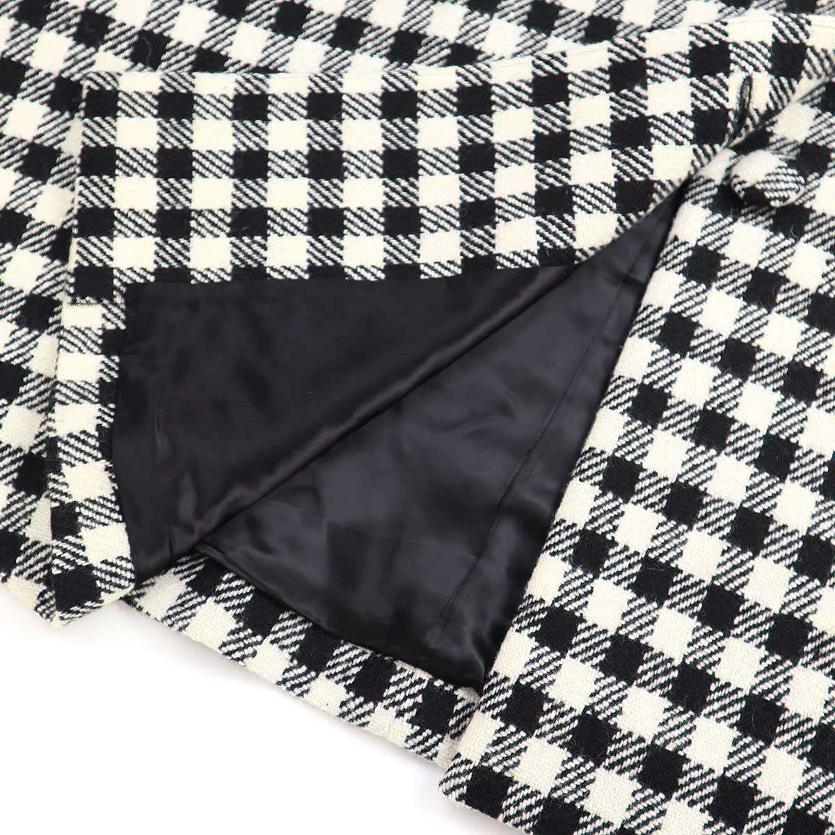 チェックケープコート ブラック