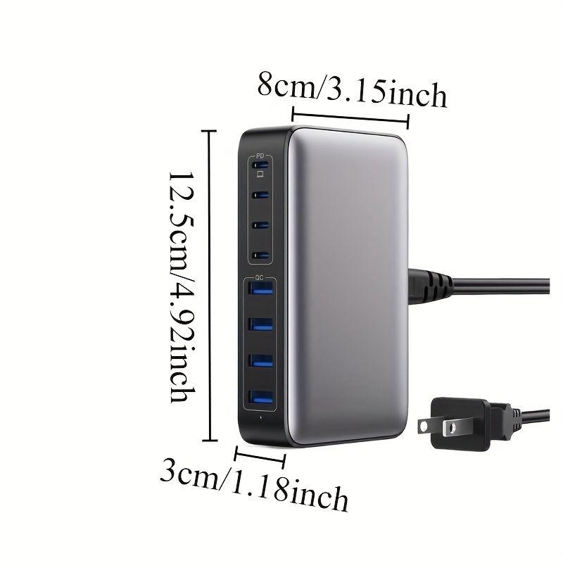 1個の540ワットUSB-C充電器 10ポートGan充電ステーション 最大100W単一ポートpd3.1高速充電器 Huawei|iPhone対応