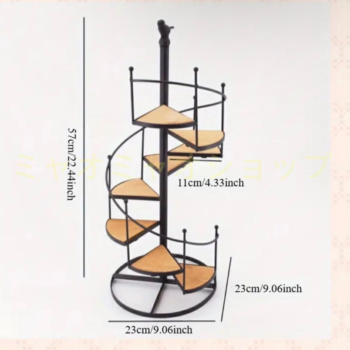 フラワースタンド ガーデンラック ヴィンテージ スパイラル 錬鉄＆木製はしごプランター バルコニー リビングルーム 庭用 多段式フラワーポットスタンド 屋内 屋外 多肉植物 サボテンシェルフバルコニー フラワーポットスタンド お洒落 螺旋状