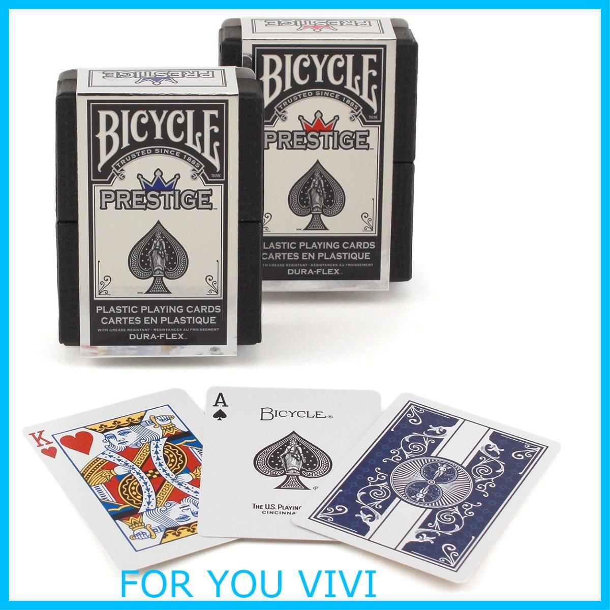 【在庫処分】自転車プレステージのDura-flexのプラスチックカード - 2つのデッキ1レッド1ブルー Bicycle Prestige Dura-flex Plastic Cards - 2 Decks 1 Red 1 Blue