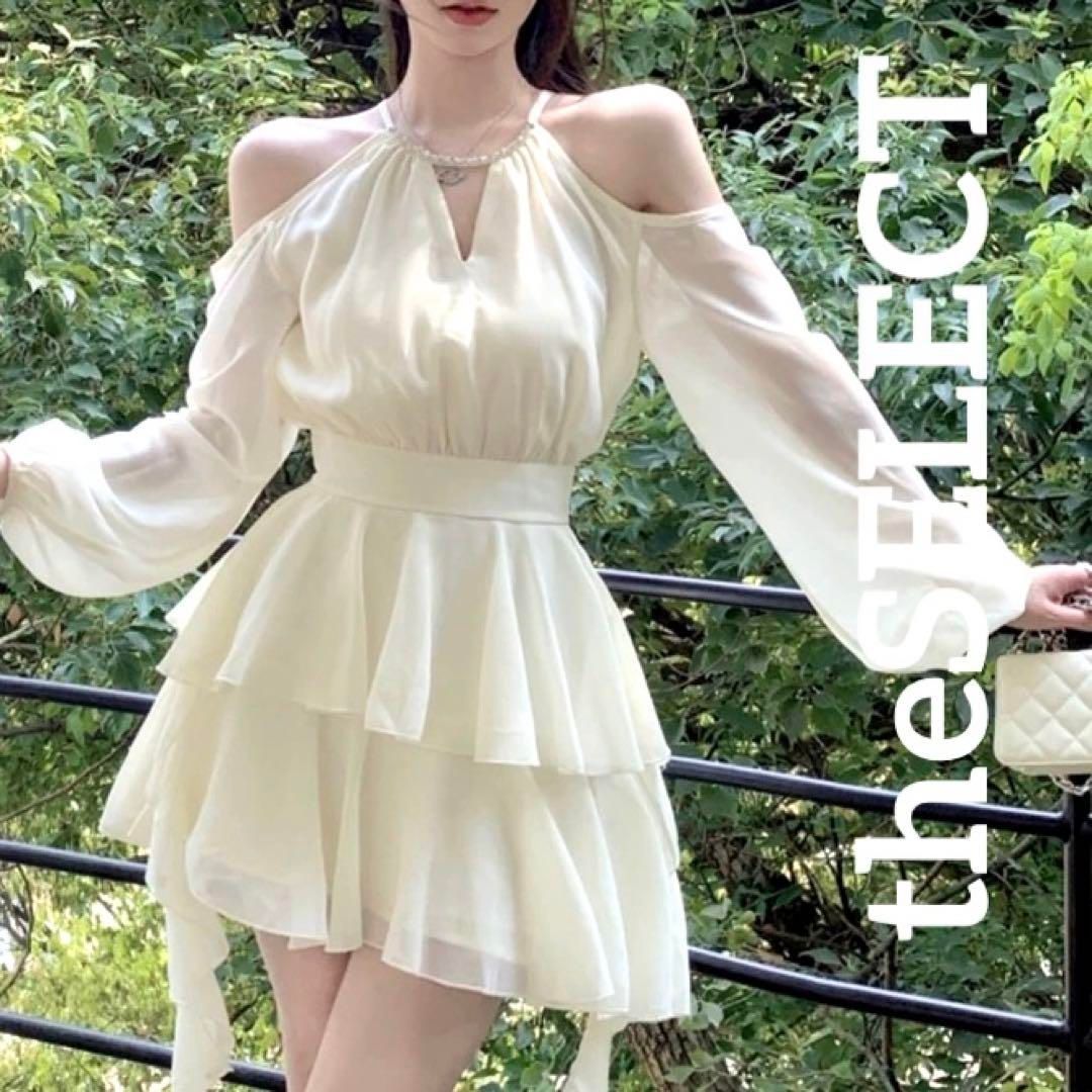 韓国 服 レディース ワンピース 白 長袖 シアー ミニドレス パーティー 人気 韓国 服 レディース ワンピース 白 ミニワンピース シアー ミニ