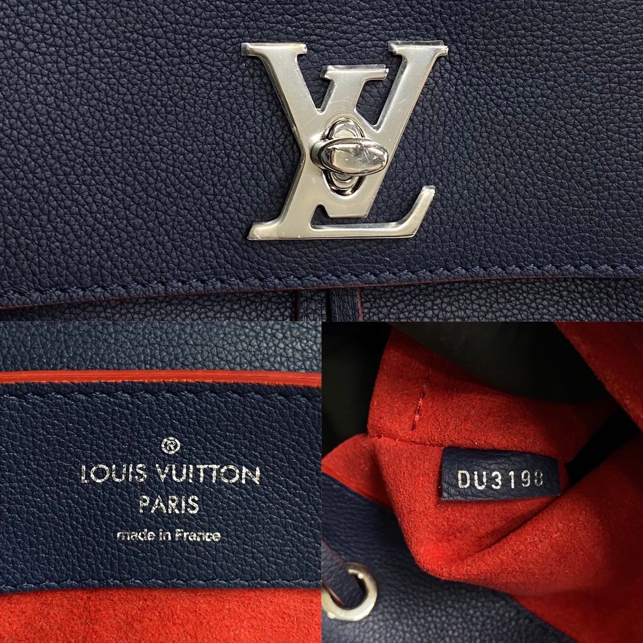 未使用保管品 保存箱 袋付 LOUIS VUITTON ルイヴィトン ロックミー バックパック ロゴ 金具 レザー リュックサック ネイビー  32569 - メルカリ