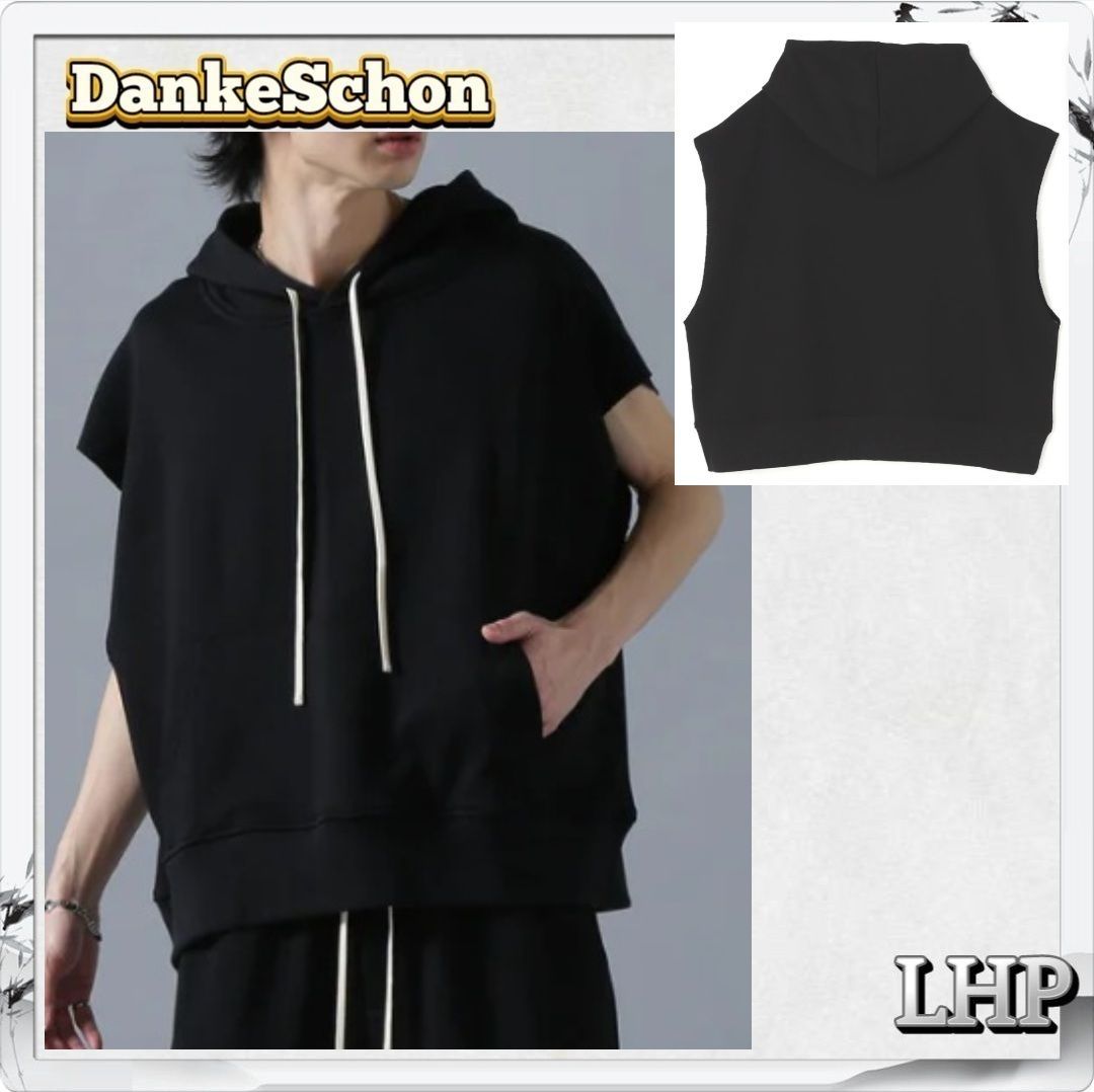LHP DankeSchon ダンケシェーン ノースリーブフーディ ドロップショルダー ブラック