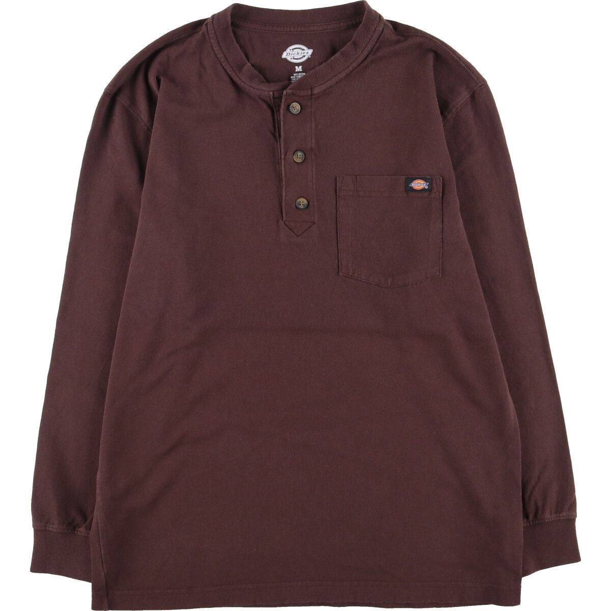 古着 ディッキーズ Dickies ヘンリーネック 無地ポケットロングTシャツ ロンT メンズM/eaa438103