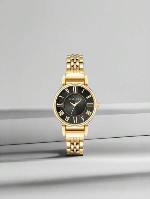 腕時計 レディース クォーツ レディースゴールドトーンブレスレットウォッチ ローマ数字 ブラックダイヤル レディース用防水ウォッチ 調節 なブレスレット付き ラウンドアナログクォーツウォッチ 腕時計