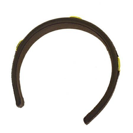 【】 超美品 サルバトーレフェラガモ Salvatore Ferragamo ヴァラ カチューシャ ヘアアクセサリー ブラウン キャンバス 00BK634