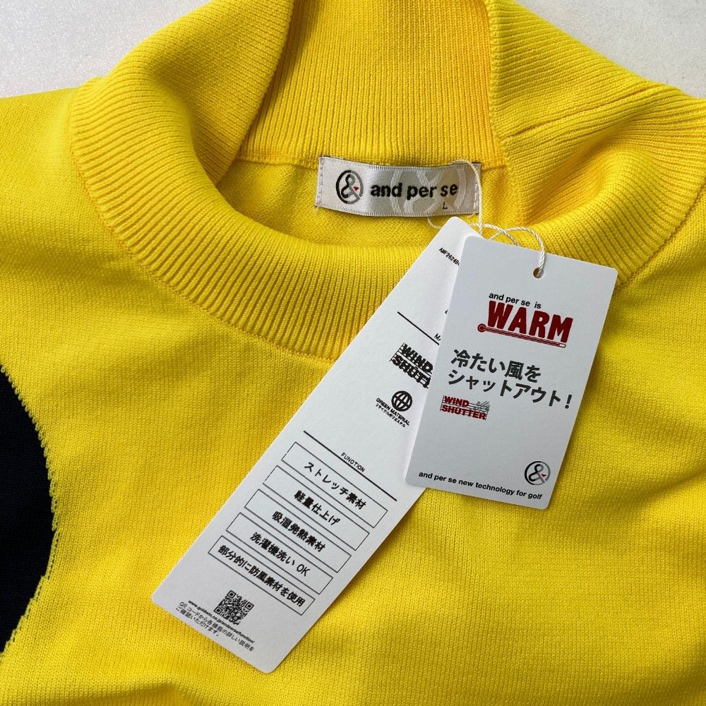 【新品】and per se アンパスィ　イエローもこもこセーター サイズ：L AND PER SE アンパスィ 2024年モデル モックネック ニット