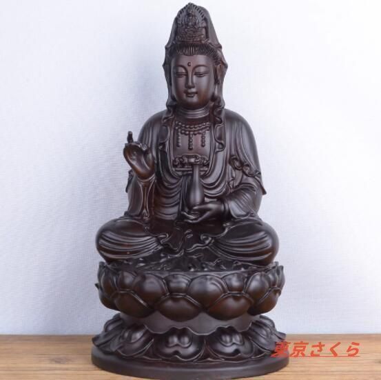 仏教美術　木彫金彩　浄瓶観音菩薩像　仏像　在銘　N　4753 仏教美術 木彫金彩 浄瓶観音菩薩像 仏像 在銘 N 4753
