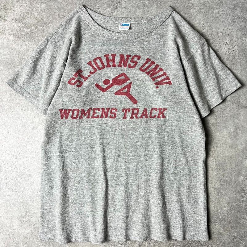 80s チャンピオン 88/12 染込み3段Tシャツ グレー USA製 チャンピオン