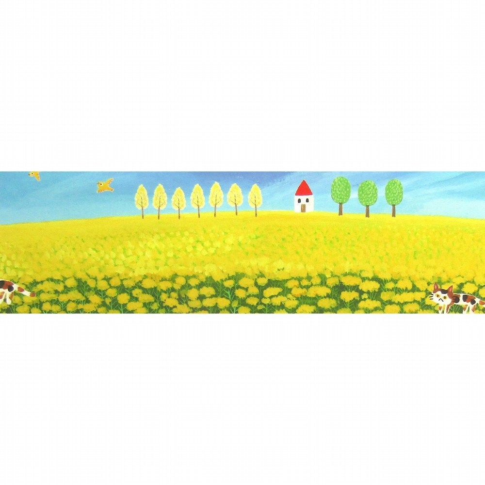 ★ 糸井忠晴『ラベンダー畑』ジクレー・風景画　草原　建物　猫　・版画ヨコ515ｘタテ280絵サイズ