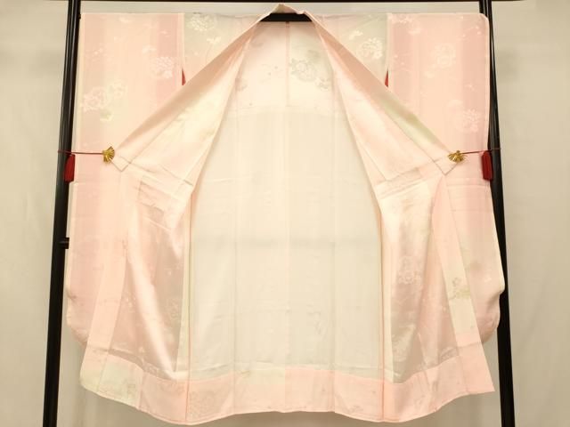 ☘️新品未使用*上質な長襦袢*雪輪花芝地紋*暈し染め*逸品*嬉しいロング丈♡ 平和屋着物□振袖用長襦袢 雪輪草花文 暈し染め 正絹 逸品