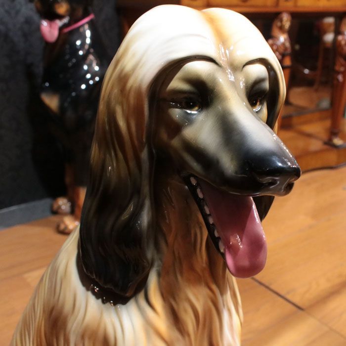 イタリア製 陶器製 アフガンハウンド Afghan hound 犬 イヌ いぬ ドッグ 置物 アニマルオーナメント オブジェ 雑貨 おしゃれ かわいい  インテリア