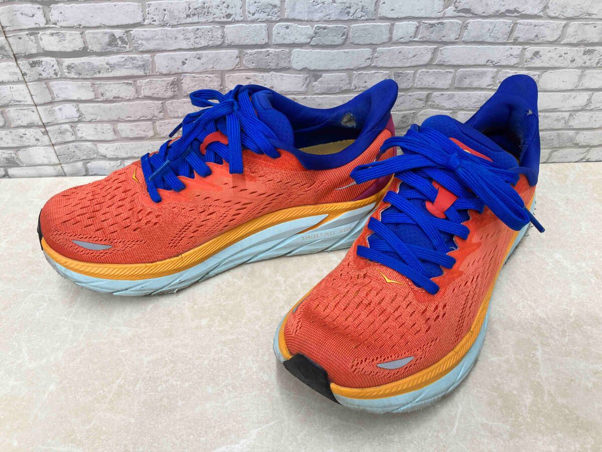 HOKA ONE ONE ホカオネオネ CLIFTON 8 F27222A ランニングシューズ スニーカー 27.5cm オレンジ×ブルー