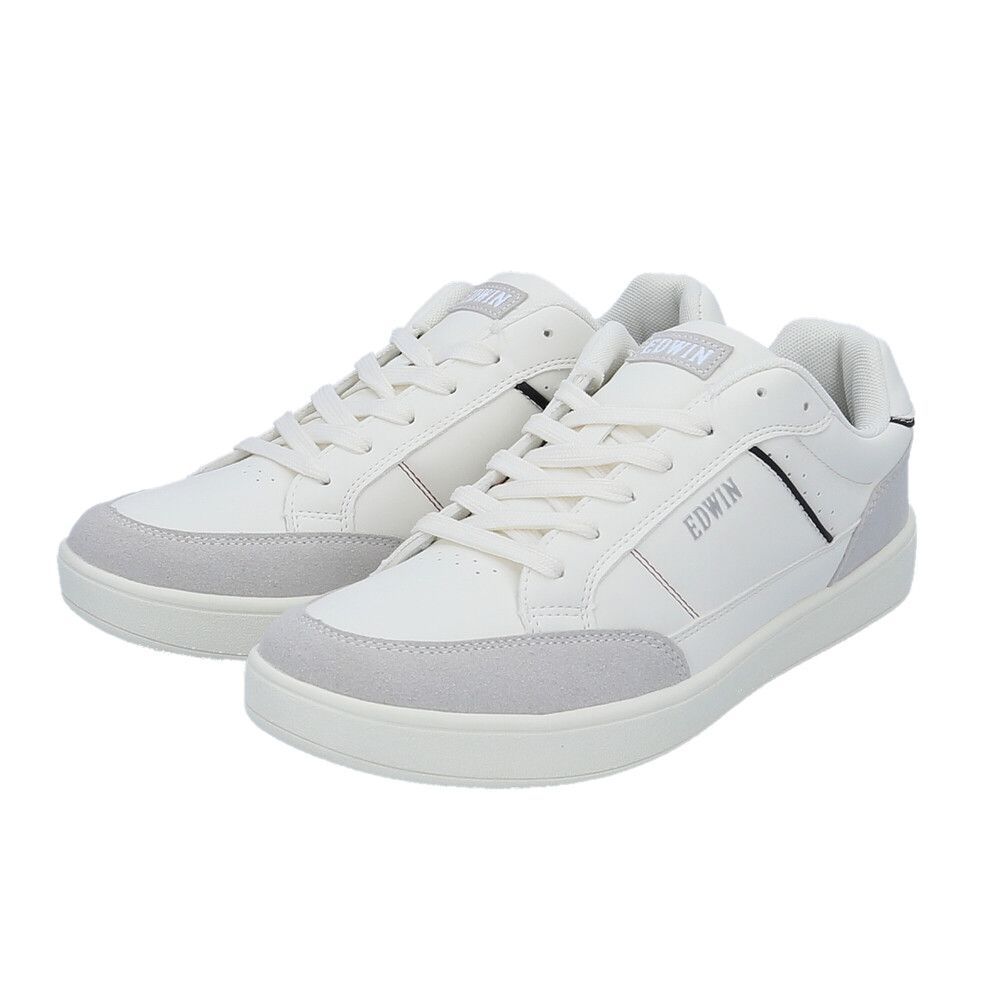 WHITE  28cm  EDWIN メンズ 軽量スニーカー EDWIN エドウィン スニーカー メンズ EDW-7023 カジュアルシューズ フラットシューズ ローカットスニーカー 紐靴 ひも靴 運動靴 軽量 軽い 靴 歩きやすい 疲