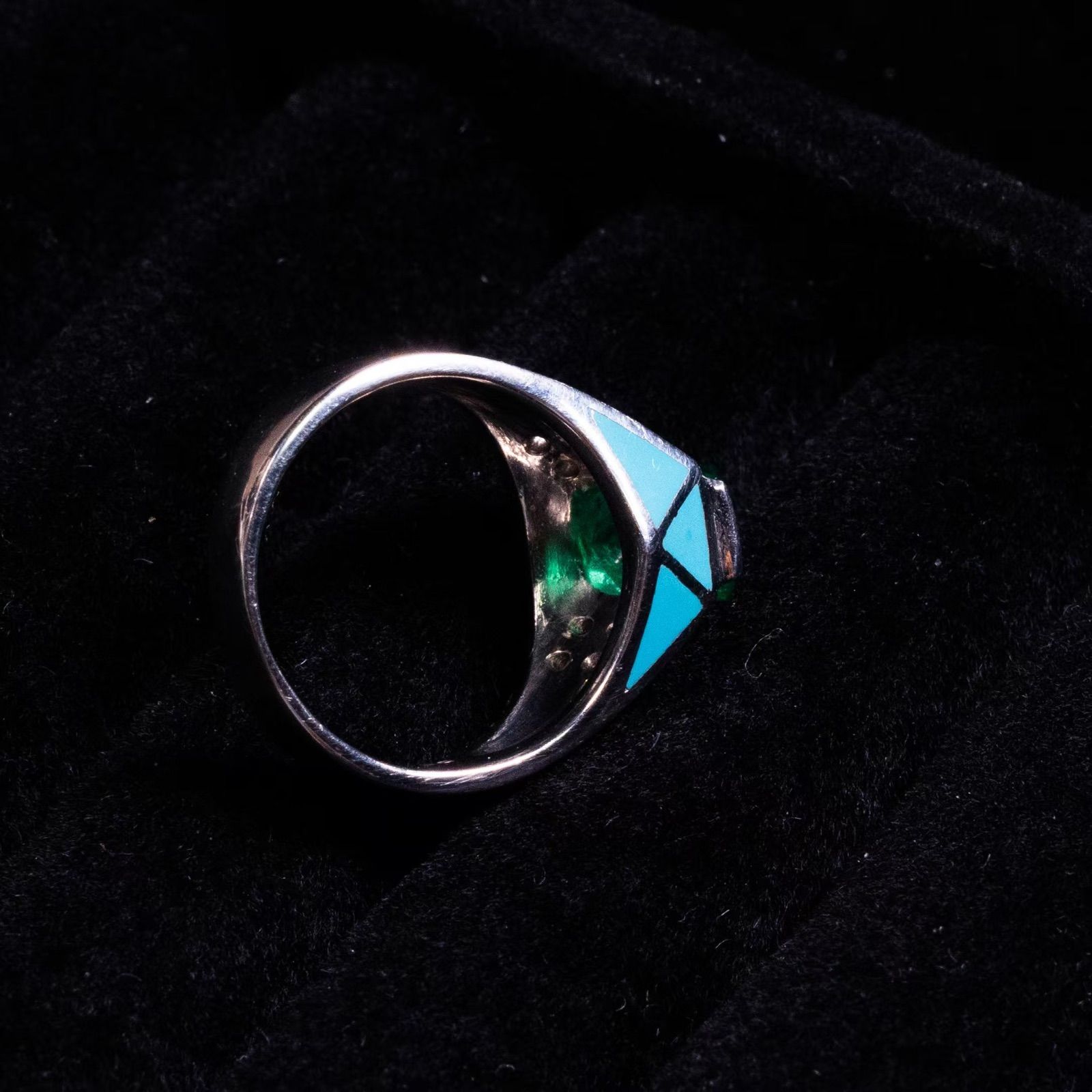 ターコイズ エメラルド1.53ct ダイヤモンド0.25ct リング PT900